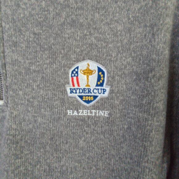 Peter Millar Ryder Cup 2016 Hazeltine Sweater Mens M Gray 1/4 Zip - Picture 2 of 10